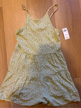 Light Green Floral Spaghetti Strap Romper